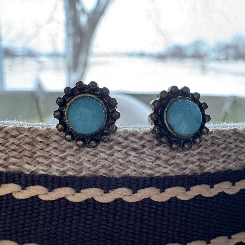 Vintage Style Blue Stud Earrings